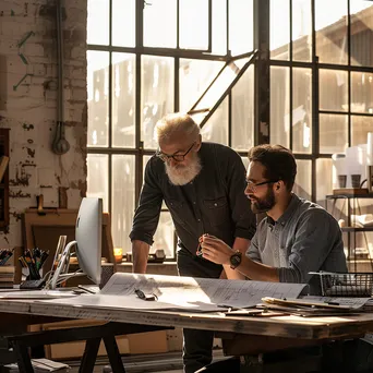 Older man mentoring younger colleague at a desk - Image 4