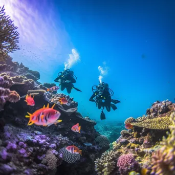 Scuba divers exploring colorful coral reef underwater - Image 3