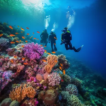 Scuba Divers Exploring Coral Reef