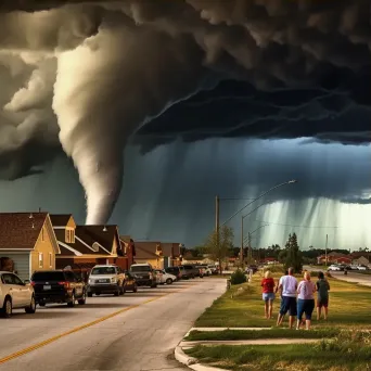 Tornado approaching small town with storm chasers - Image 3