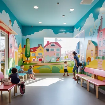 Children playing in a pediatric clinic waiting area with medical staff in the background. - Image 4