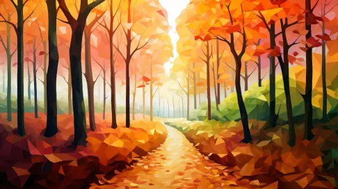 Low Poly Autumn Forest Path