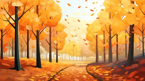 Polygonal depiction of an autumn forest path - Image 4