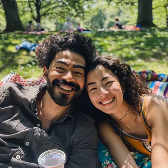 Diverse Couple Picnicking