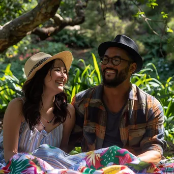 Diverse couple having a picnic in the park - Image 3