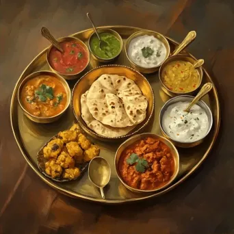 Traditional Indian Thali in Low Poly