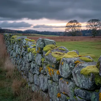 Lichen-Covered Dry Stone Wall