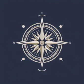 Intricate compass logo design with navy and silver colors on a dark background - Image 3