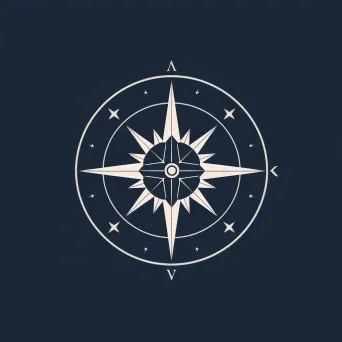 Intricate compass logo design with navy and silver colors on a dark background - Image 4