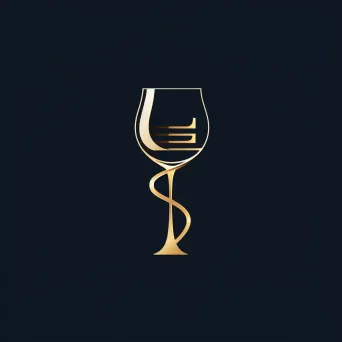 Logo with a single line creating a wine glass and a musical note, in gold and dark blue. - Image 2