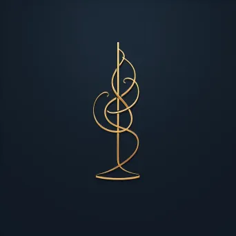 Logo with a single line creating a wine glass and a musical note, in gold and dark blue. - Image 4