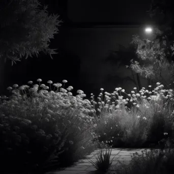 Moonlit garden with blooming flowers in AI-generated image - Image 1