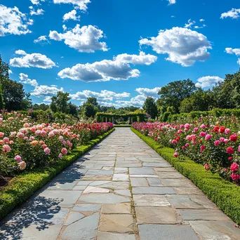 Manicured rose garden with stone pathways. - Image 2