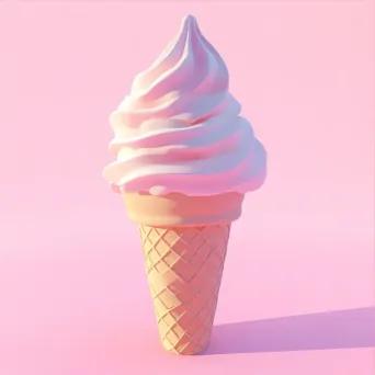 Playful soft serve ice cream cone in low poly style and pastel colors - Image 3