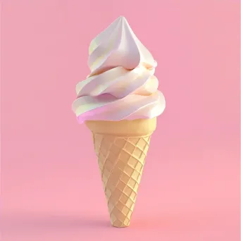 Playful soft serve ice cream cone in low poly style and pastel colors - Image 4