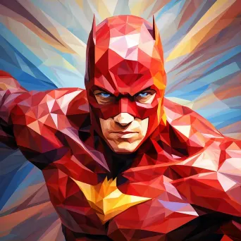 Pop art-styled low poly superhero - Image 1