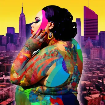 Woman with colorful tattoos posing in a cityscape - Image 4