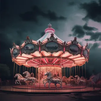 Surreal carnival at dusk with winged horses and giant moon - Image 2