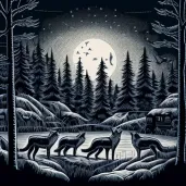 Image of a pack of wolves howling under a full moon in a snow-covered wilderness - Image 2