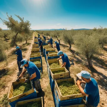 Aerial Olive Harvest Scene