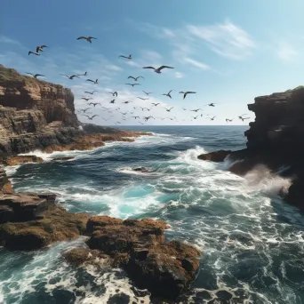 Aerial view of coastal cliffs with waves crashing against rocks - Image 4