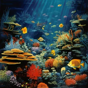 Colorful coral reef with diverse marine life and underwater flora - Image 1