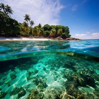 Coral reefs beneath clear waters of a tropical island - Image 2