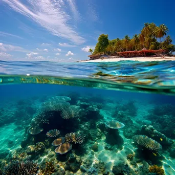 Coral reefs beneath clear waters of a tropical island - Image 4