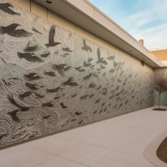 Large-scale mural showcasing the dynamic flight of a flock of birds - Image 2