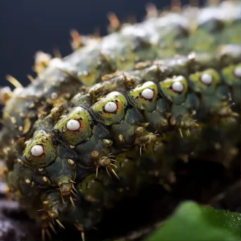 Caterpillar changing into chrysalis in detailed close-up - Image 1