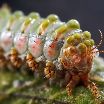 Caterpillar changing into chrysalis in detailed close-up - Image 4