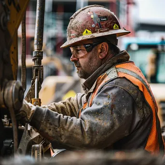 Industrial worker operating heavy machinery at a construction site - Image 2