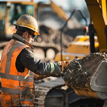 Industrial worker operating heavy machinery at a construction site - Image 3