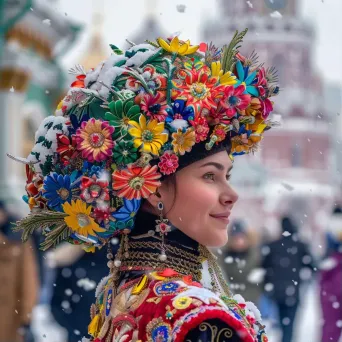 Russian kokoshnik headdress at Kremlin square - Image 1