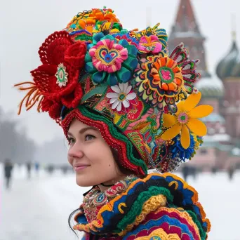 Russian kokoshnik headdress at Kremlin square - Image 2