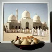 Image of an Eid al-Fitr celebration with festive attire and a mosque in the background - Image 3