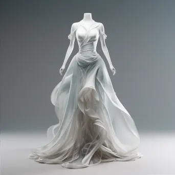 Ghostly wedding dress faded into transparency, made in low poly style - Image 2