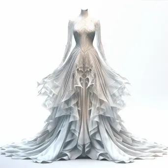 Ghostly wedding dress faded into transparency, made in low poly style - Image 4