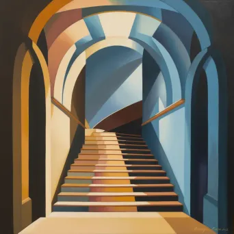 Artistic depiction of staircase ascending towards bright light, symbolizing ascension and transformation - Image 3