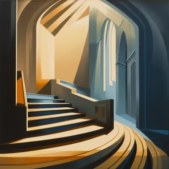 Artistic depiction of staircase ascending towards bright light, symbolizing ascension and transformation - Image 4