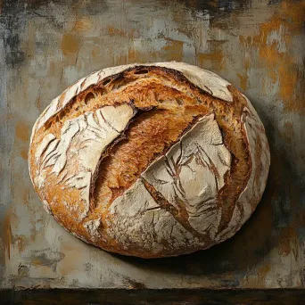 Artwork illustrating the appealing texture and golden crust of freshly baked rustic bread - Image 4