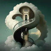 Image of a spiral staircase reaching up into the sky - Image 3