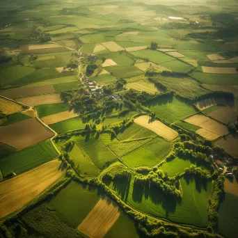 Farmland from above with helicopter scouting, aerial view - Image 1