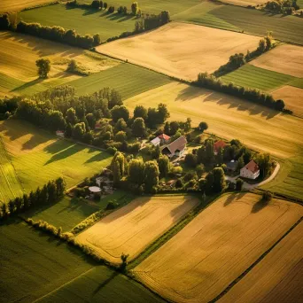 Farmland from above with helicopter scouting, aerial view - Image 2