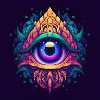 Psychedelic and surreal music festival logo with a stylized eye icon in vibrant colors - Image 2