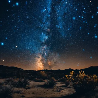 Vibrant constellations shining over silhouettes of desert flora. - Image 2