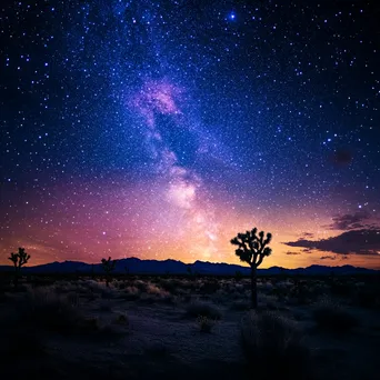 Vibrant constellations shining over silhouettes of desert flora. - Image 3