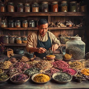 Artisan crafting traditional tea blends in a workshop - Image 3