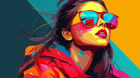 Low poly portrait of a fashionable teenager in bright pop colors - Image 1