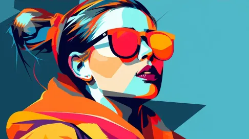 Low poly portrait of a fashionable teenager in bright pop colors - Image 3